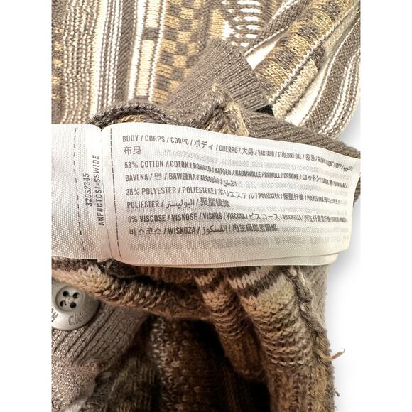 Hollister Oversized Geometric Striped Gray Knit Cardigan Size Medium - Picture 8 of 12